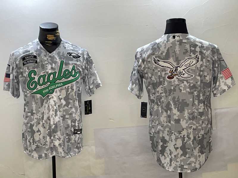 Mens Philadelphia Eagles Blank Arctic Camo 2024 Salute to Service Stitched Baseball Jerseys